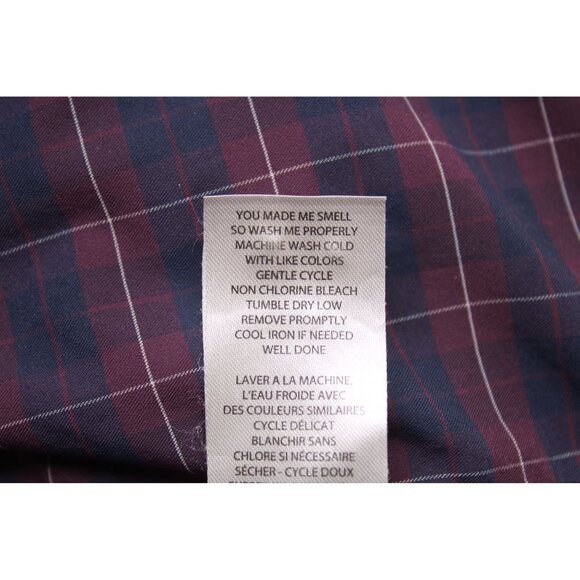 Travis Mathew Mens Long Sleeve Button Down Purple Blue Plaid Shirt Stretch Sz XL - Picture 8 of 9